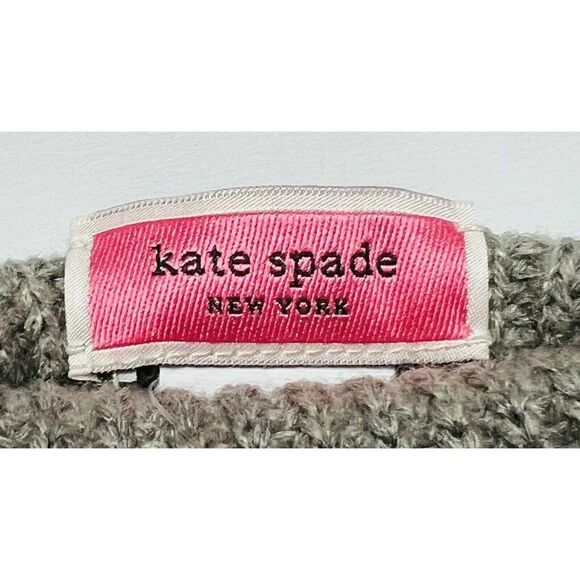 Kate Spade KS1003262C 031 Women's Heather Gray Bow Long Acrylic Knit Gloves - Picture 2 of 3